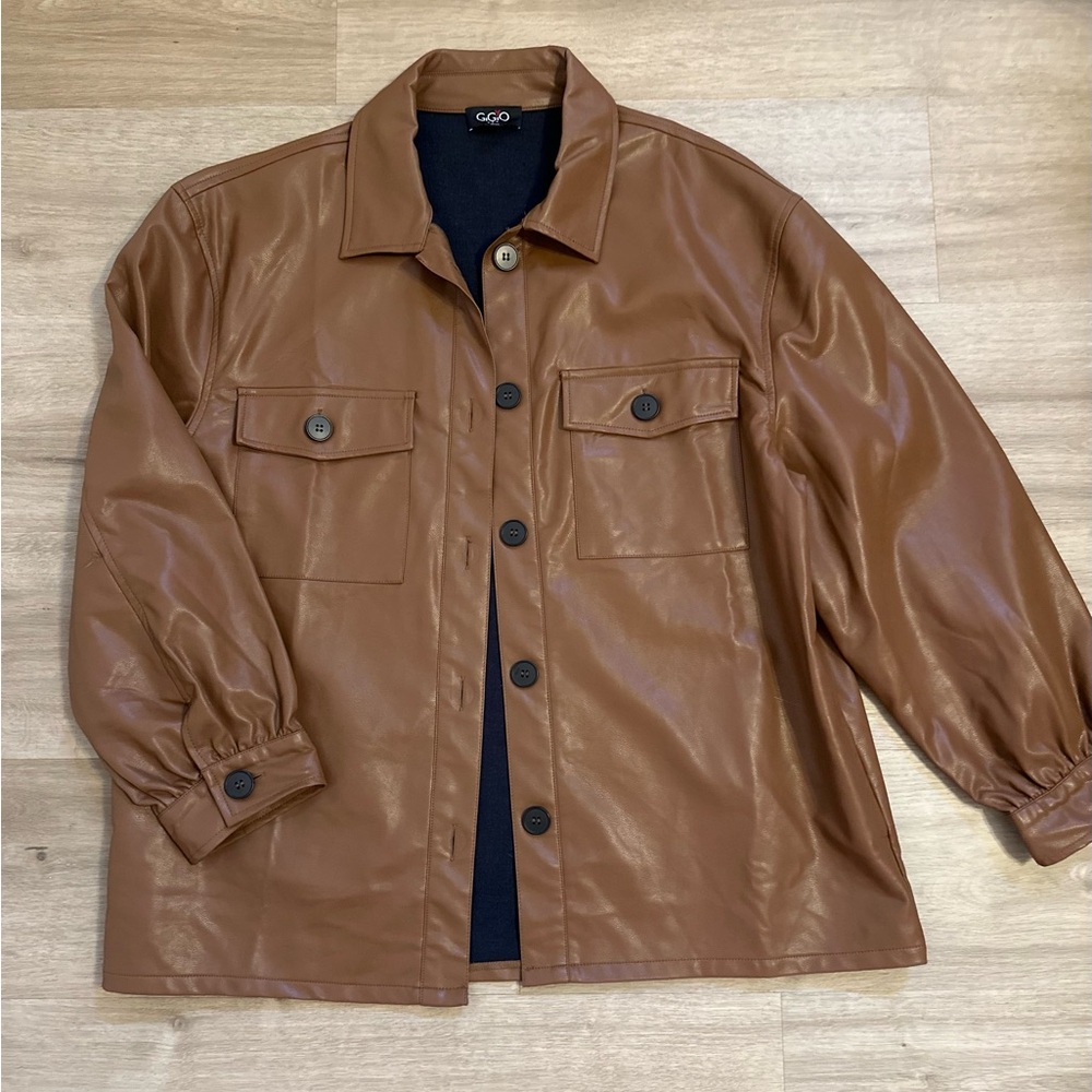 Oversized Vegan leather jacket/ shacket